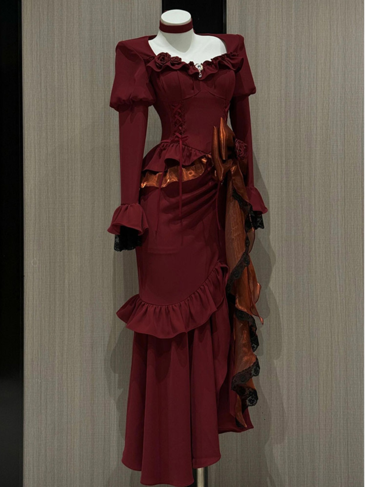 Women'S Red Formal Wear - Abito vintage rosso primaverile da donna