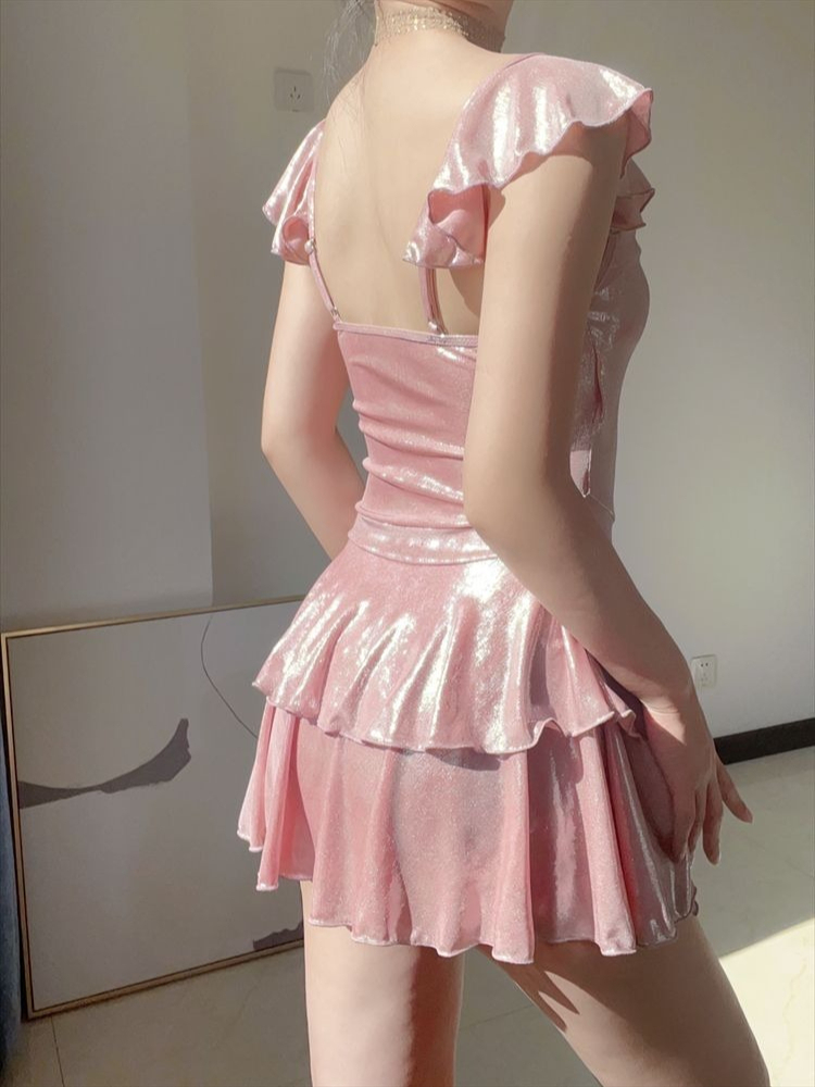 Womens Suit - Costume da bagno rosa brillante che